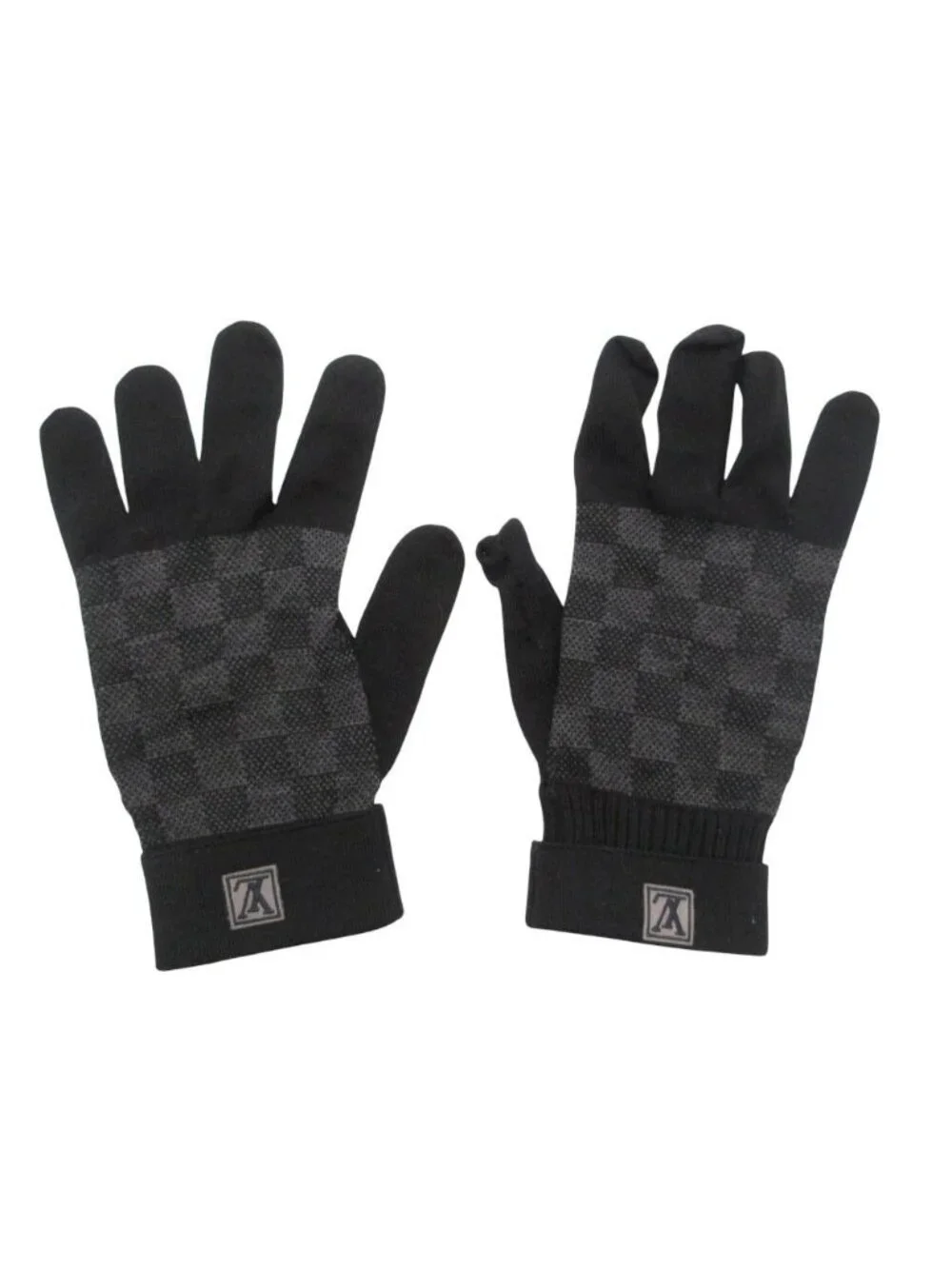 Louis Vuitton Gloves Petit Damier Graphite Logo Black